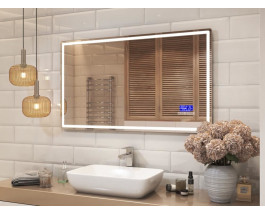 SMART зеркало в ванную комнату с подсветкой, часами и блютуз Анкона Смарт